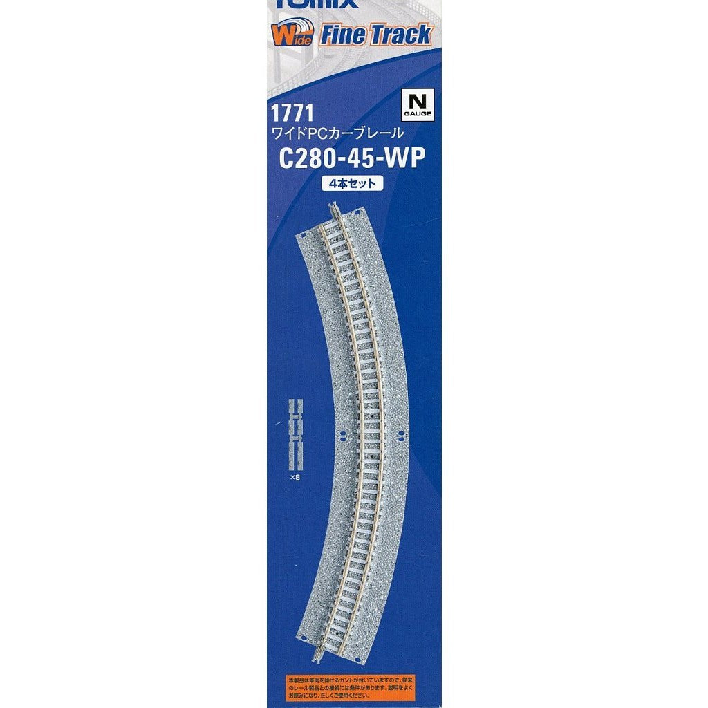 【新品】【お取り寄せ】[RWM] 1771 Fine Track(ファイントラック) ワイドPCカーブレールC280-45-WP(F)(4本セット) Nゲージ 鉄道模型 TOMIX(トミックス)(20150331)