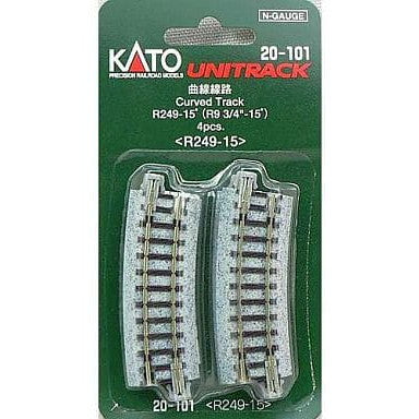 【新品】【お取り寄せ】[RWM] 20-101 UNITRACK(ユニトラック) 曲線線路 R249-15°(4本入) Nゲージ 鉄道模型 KATO(カトー)(20111231)