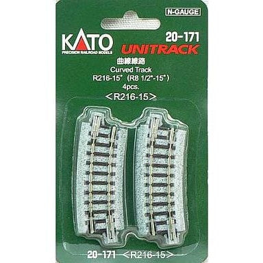 【新品】【お取り寄せ】[RWM] 20-171 UNITRACK(ユニトラック) 曲線線路 R216-15°(4本入) Nゲージ 鉄道模型 KATO(カトー)(20111231)