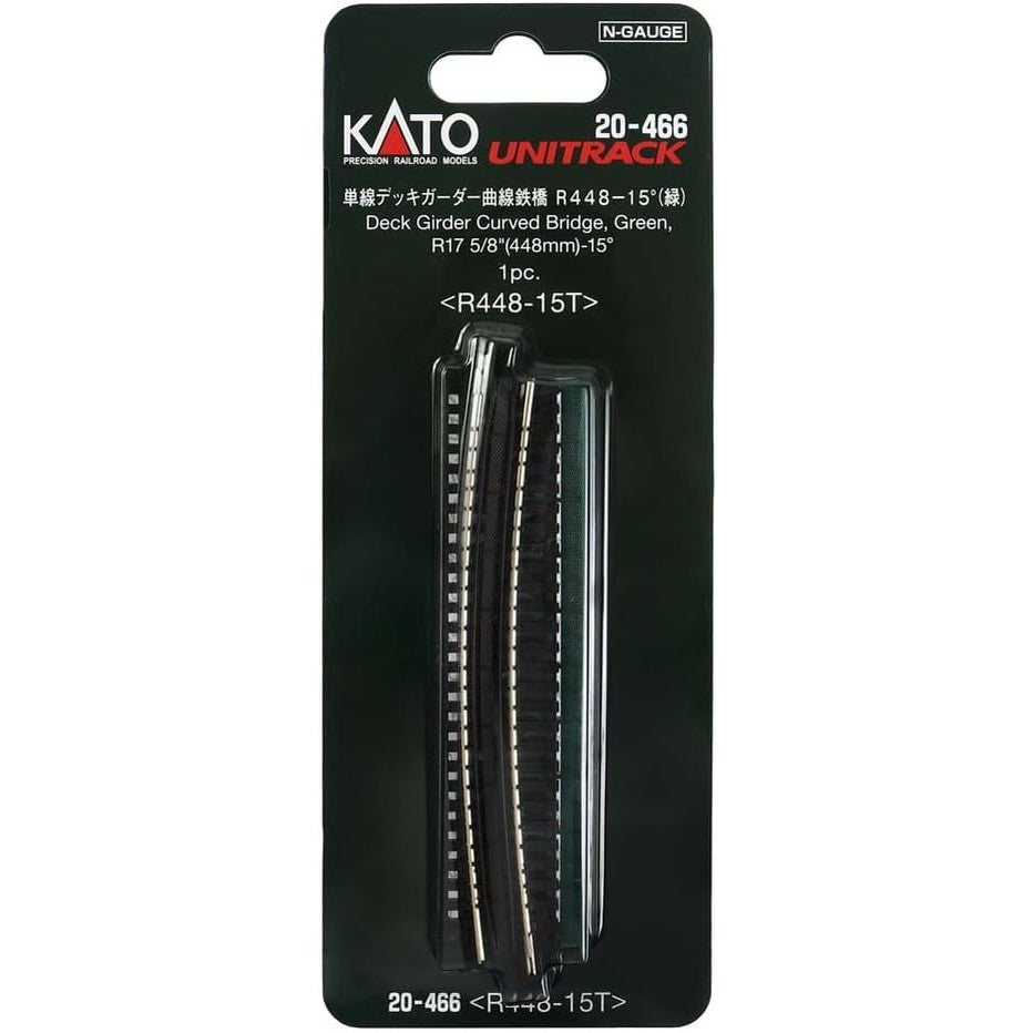 【新品】【お取り寄せ】[RWM] 20-466 UNITRACK(ユニトラック) 単線デッキガーダー曲線鉄橋R448-15°(緑) Nゲージ 鉄道模型 KATO(カトー)(20161101)