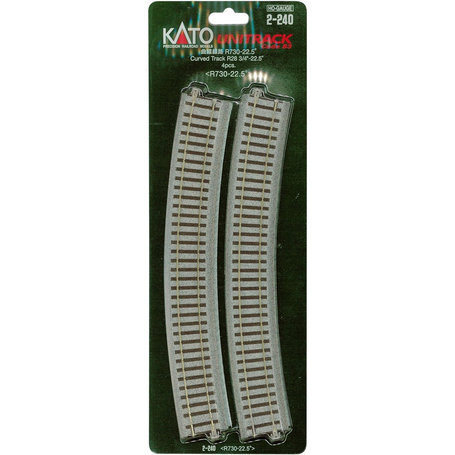 【新品】【お取り寄せ】[RWM] 2-240 UNITRACK(ユニトラック) 曲線線路 R730-22.5°(4本入) HOゲージ 鉄道模型 KATO(カトー)(20050430)