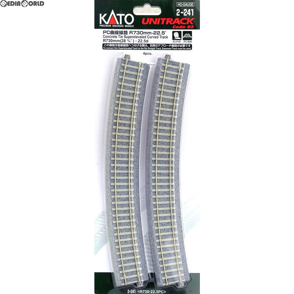 【新品】【お取り寄せ】[RWM] 2-241 UNITRACK(ユニトラック) HO ユニトラックPC曲線線路 R730-22.5°(4本入) HOゲージ 鉄道模型 KATO(カトー)(20131130)