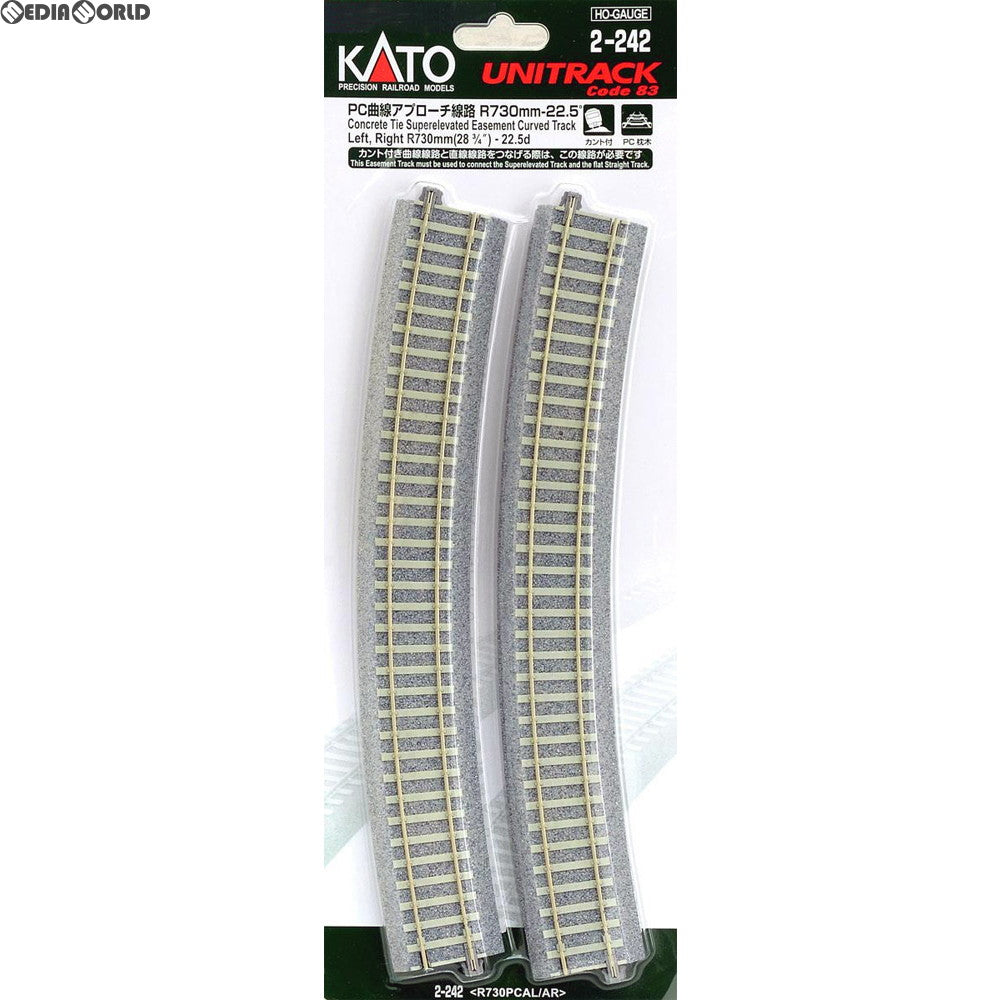 【新品】【お取り寄せ】[RWM] 2-242 UNITRACK(ユニトラック) HO ユニトラックPC曲線アプローチ線路 R730-22.5°(左右各2本入) HOゲージ 鉄道模型 KATO(カトー)(20131130)