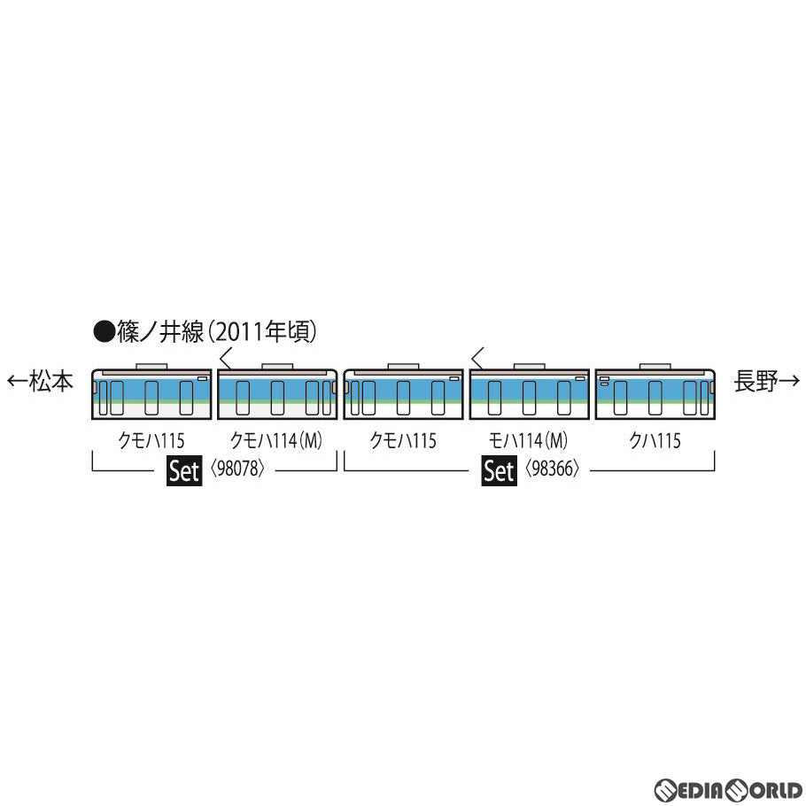 【中古即納】[RWM] 98366 JR 115-1000系近郊電車(長野色・PS35形パンタグラフ搭載車)セット(3両)(動力付き) Nゲージ 鉄道模型 TOMIX(トミックス)(20200426)