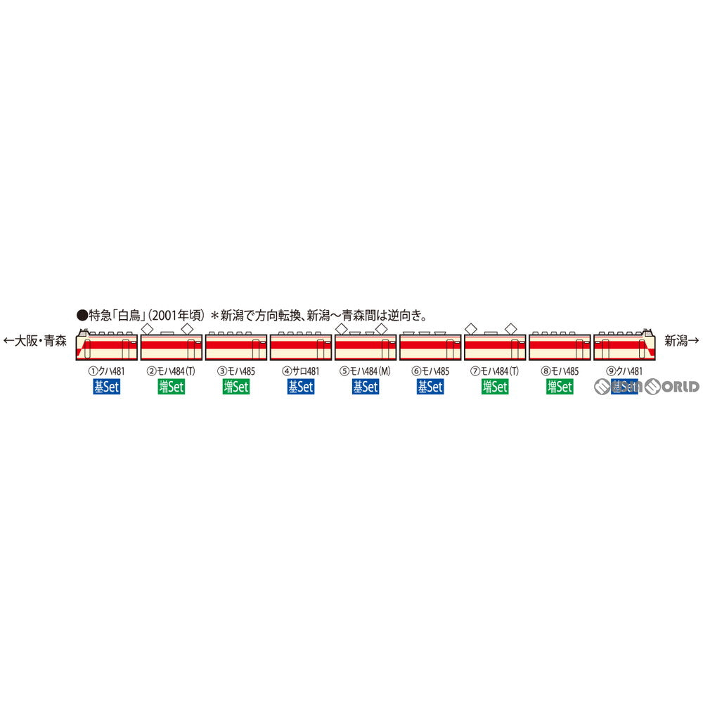 【中古即納】[RWM] 98386 JR 485系特急電車(京都総合運転所・白鳥) 基本セットB(5両)(動力付き) Nゲージ 鉄道模型 TOMIX(トミックス)(20210418)