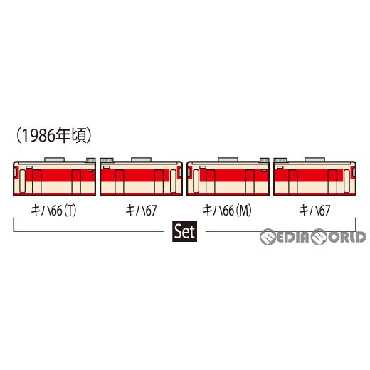 【中古即納】[RWM] 98417 国鉄 キハ66・67形ディーゼルカー(冷却機能強化型)セット(4両)(動力付き) Nゲージ 鉄道模型 TOMIX(トミックス)(20210425)