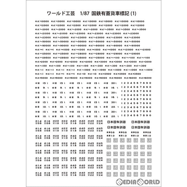 【新品即納】[RWM] 1/87 国鉄有蓋貨車 標記インレタ(1) HOjゲージ 鉄道模型 ワールド工芸(20201210)