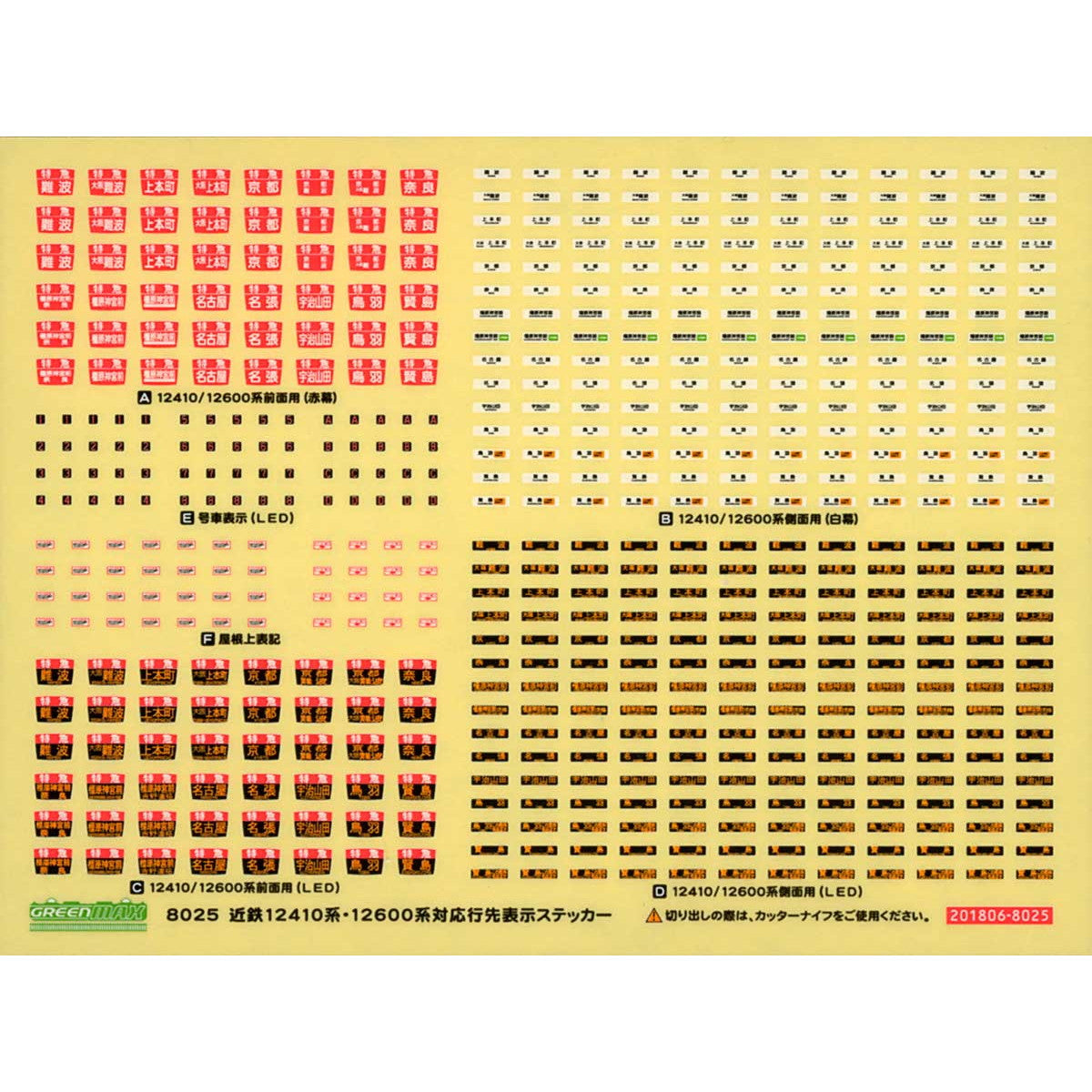 【新品即納】[RWM] (再販) 8025 近鉄12410・12600系対応行先表示ステッカー・交換用ヘッドマークセット Nゲージ 鉄道模型 GREENMAX(グリーンマックス) (20180823)