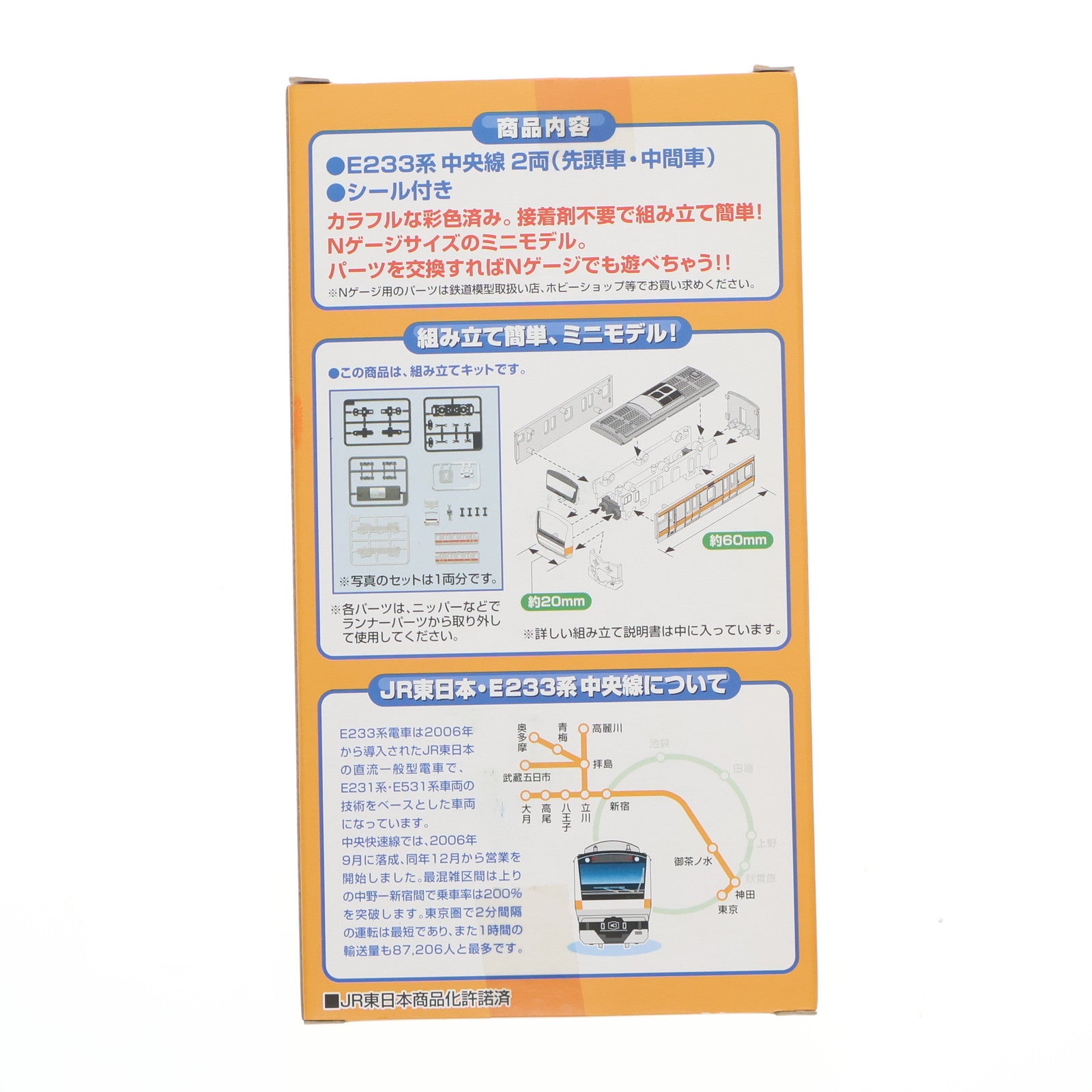 【中古即納】[RWM] Bトレインショーティー JR東日本 E233系 中央線 2両セット(2009～2011年版・NewHGフレーム) 組み立てキット Nゲージ 鉄道模型 バンダイ(20090630)