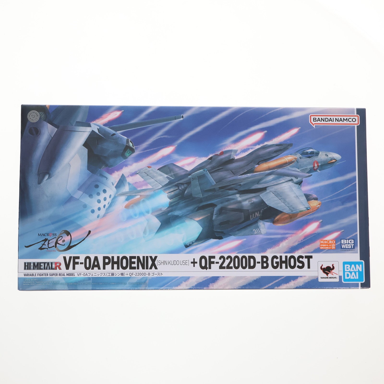 【中古即納】[FIG] HI-METAL R VF-0A フェニックス(工藤シン機) + QF-2200D-B ゴースト マクロスゼロ 完成品 可動フィギュア バンダイスピリッツ(20240525)