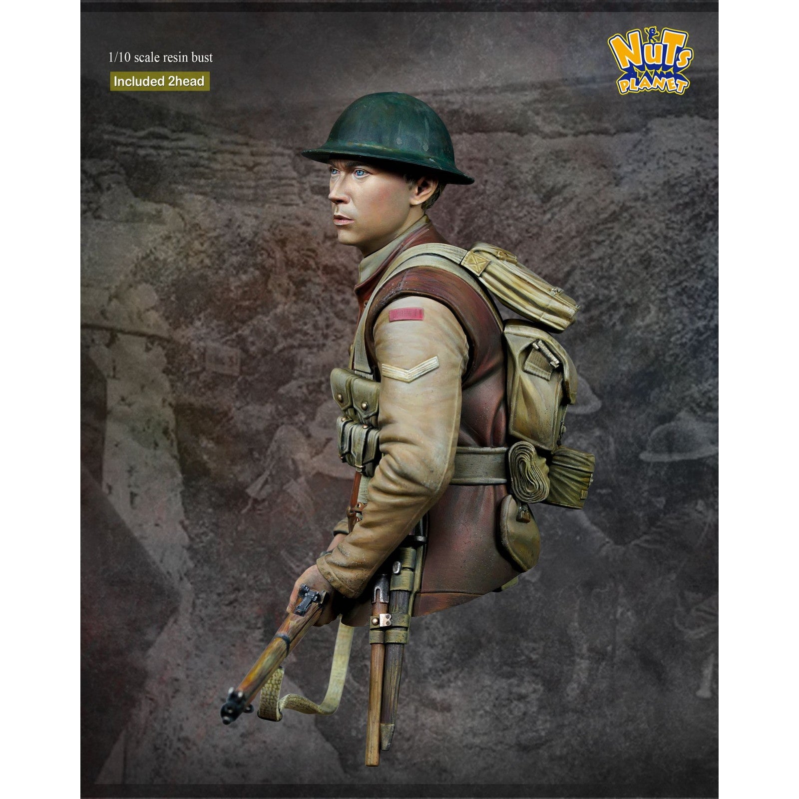 【新品即納】[FIG] WWI イギリス陸軍歩兵 ラストマン・スタンディング 胸像 1/10 レジンキット フィギュア(NP-B048) Nutsplanet(ナッツプラネット) (20240831)