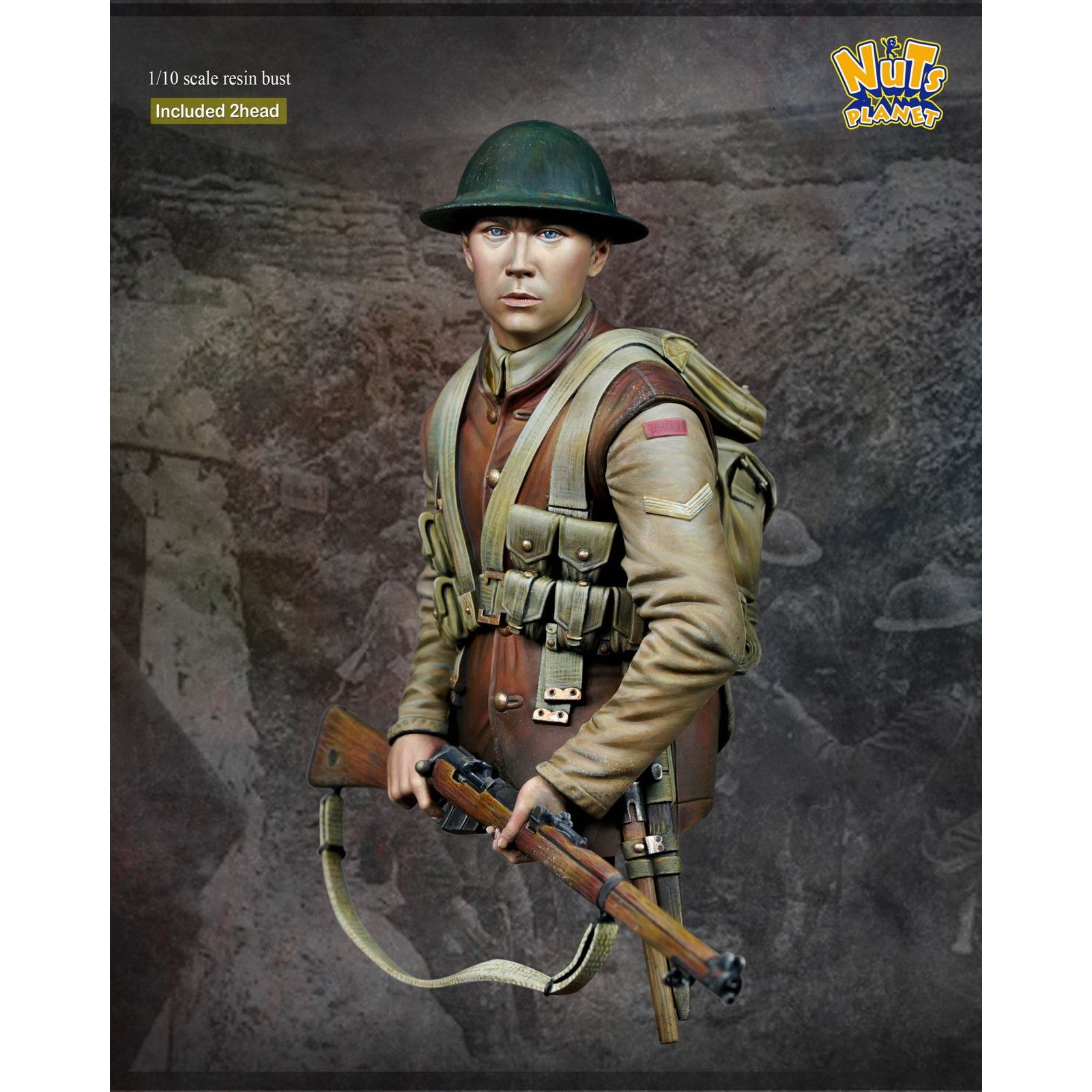 【新品即納】[FIG] WWI イギリス陸軍歩兵 ラストマン・スタンディング 胸像 1/10 レジンキット フィギュア(NP-B048) Nutsplanet(ナッツプラネット) (20240831)
