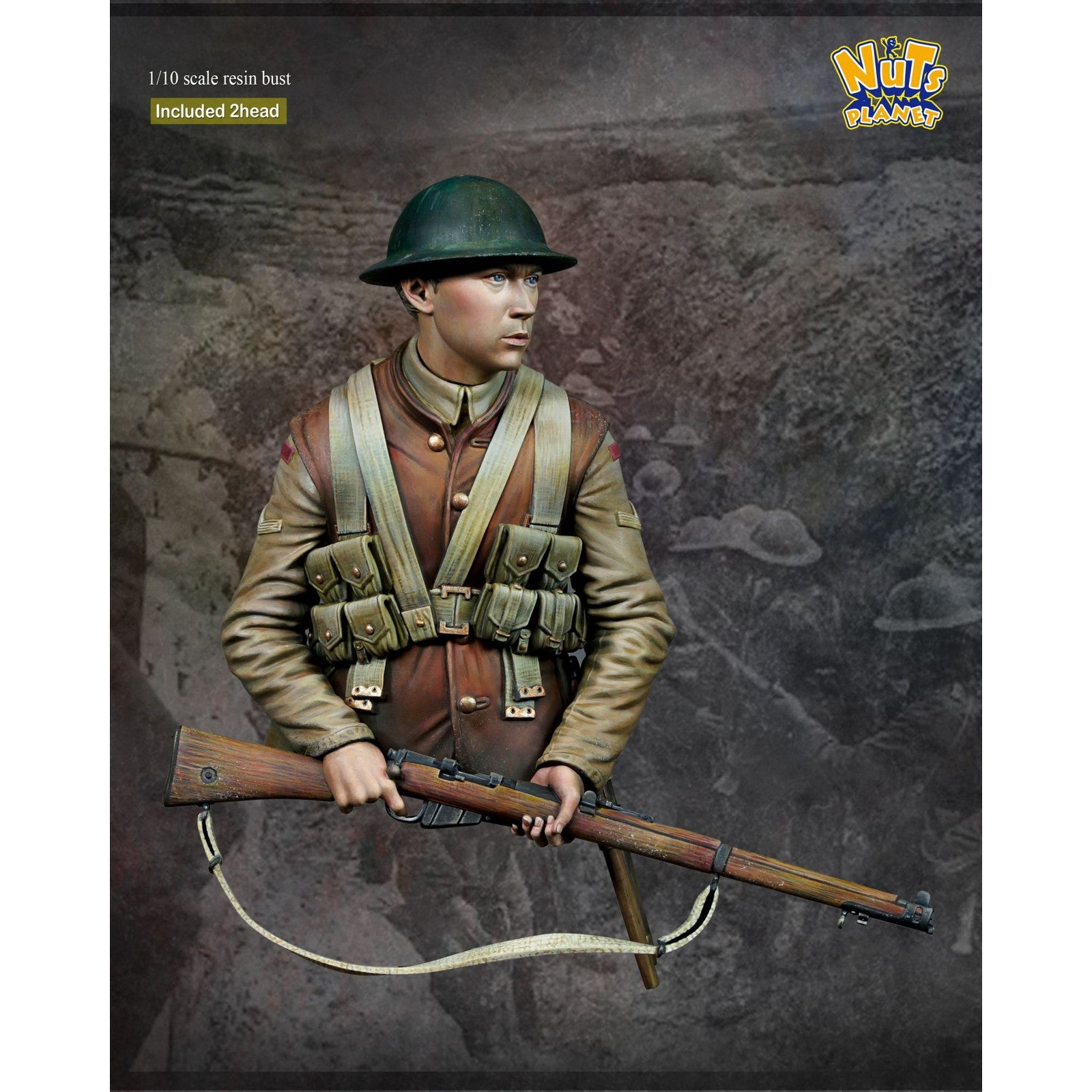 【新品即納】[FIG] WWI イギリス陸軍歩兵 ラストマン・スタンディング 胸像 1/10 レジンキット フィギュア(NP-B048) Nutsplanet(ナッツプラネット) (20240831)