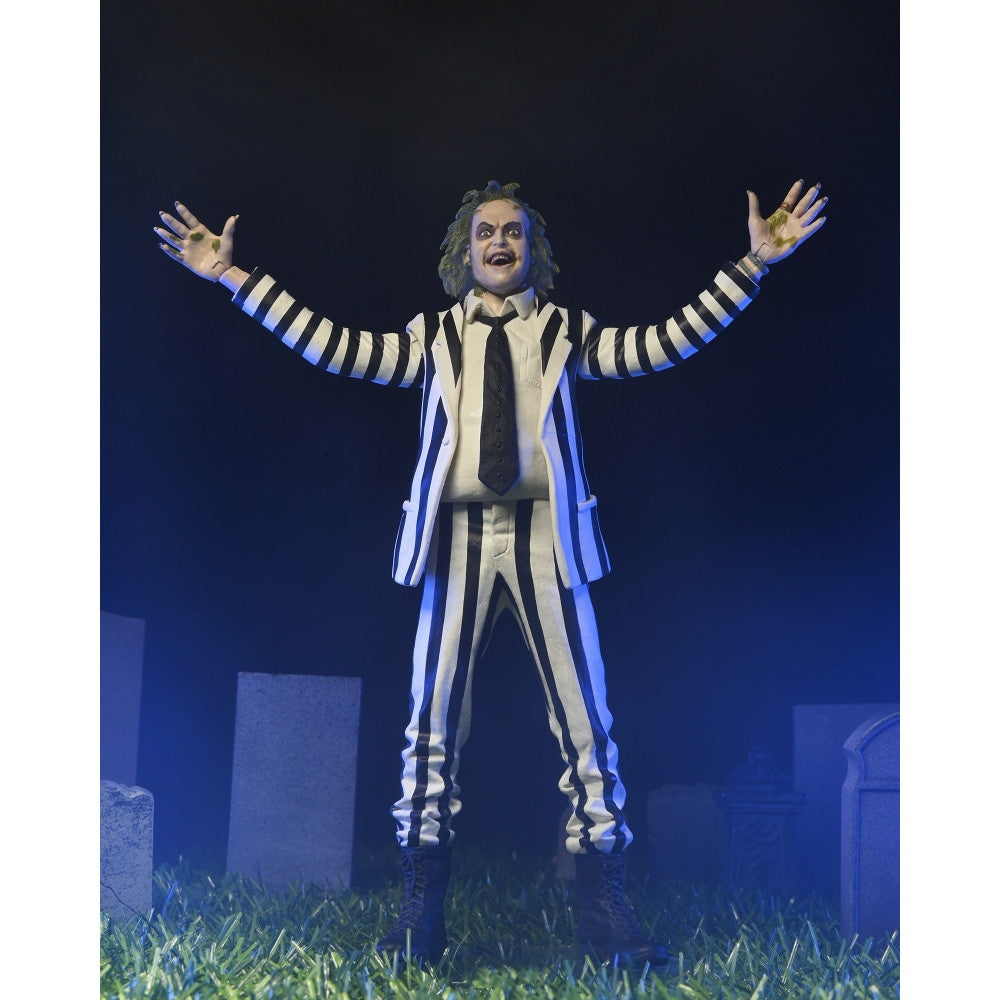 【新品即納】[FIG] ビートルジュース(ストライプスーツ Ver.) 完成品 7インチ アクションフィギュア ネカ(20241031)