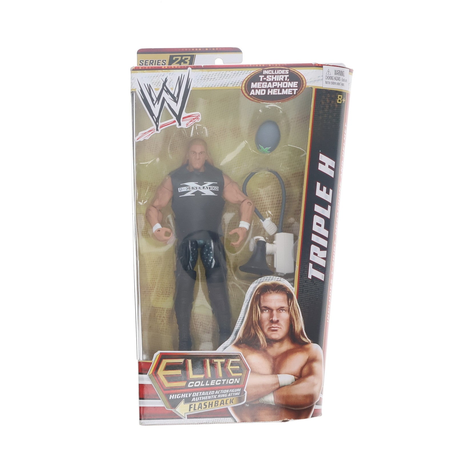 【中古即納】[FIG] トリプルH Tシャツ、メガホン&ヘルメット WWE(ワールド・レスリング・エンターテイメント) エリートコレクション フラッシュバック シリーズ 23 完成品 アクションフィギュア マテル(20131231)