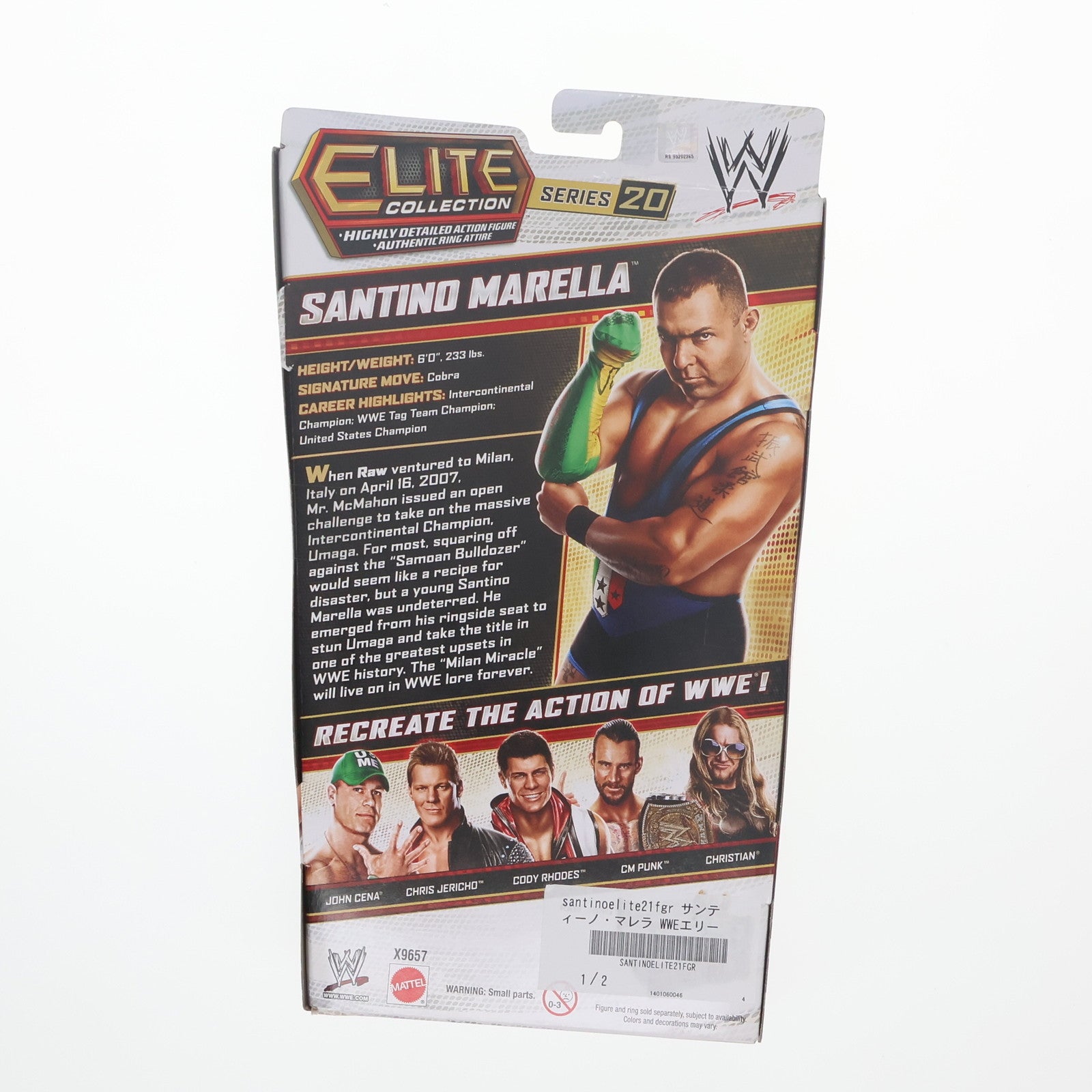 【中古即納】[FIG] サンティーノ・マレラ コブラスリーブ WWE(ワールド・レスリング・エンターテイメント) エリートコレクション シリーズ 20 完成品 アクションフィギュア マテル(20130228)