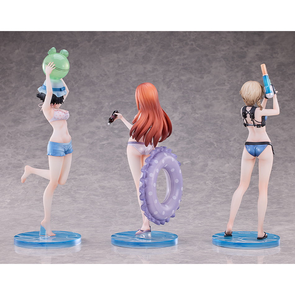 【予約安心出荷】[FIG] 初回限定特典&タペストリー付属 牧瀬紅莉栖&椎名まゆり&阿万音鈴羽(まきせくりす&しいなまゆり&あまねすずは) 水着Ver. セット STEINS;GATE(シュタインズ・ゲート) 1/7 完成品 フィギュア Solarain(ソラレーン)(2026年5月)