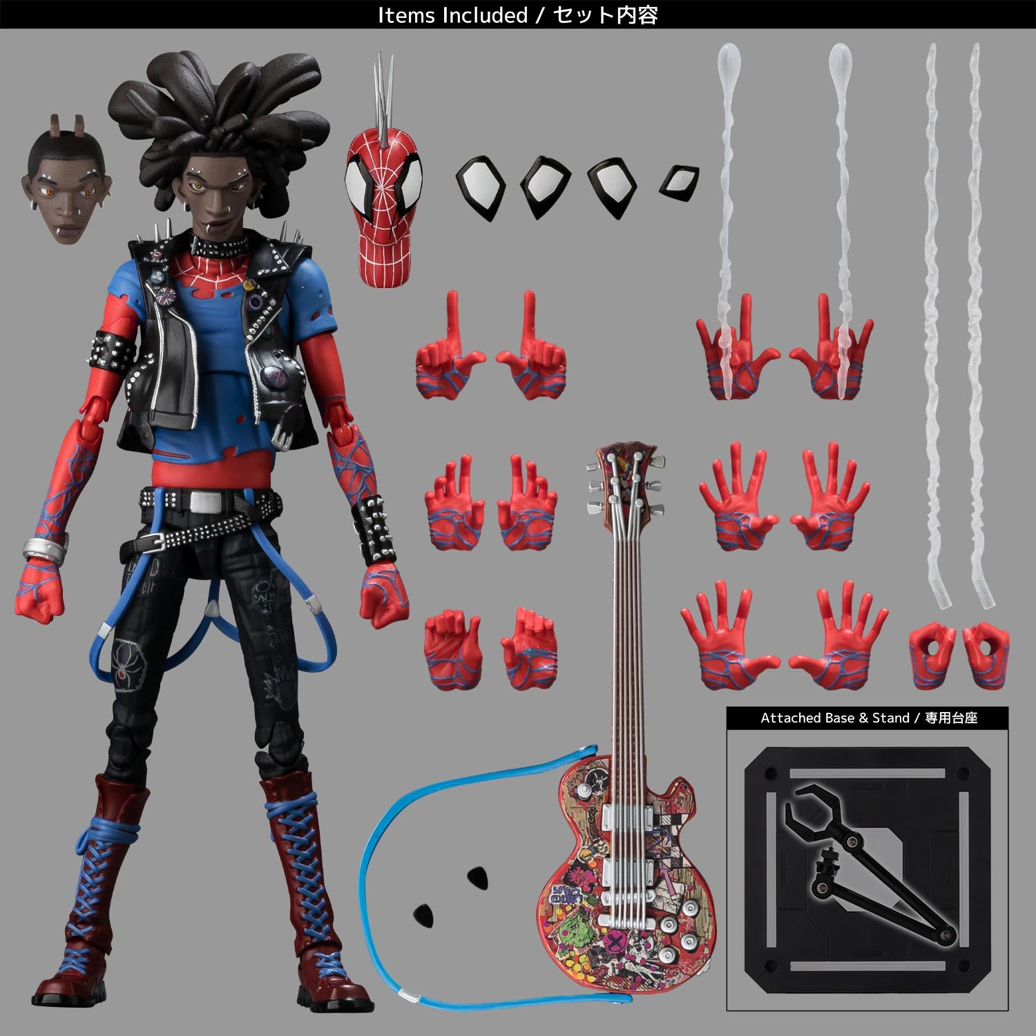 【新品即納】[FIG] SVアクション スパイダー・パンク スパイダーマン:アクロス・ザ・スパイダーバース 完成品 可動フィギュア 千値練(せんちねる)(20251231)