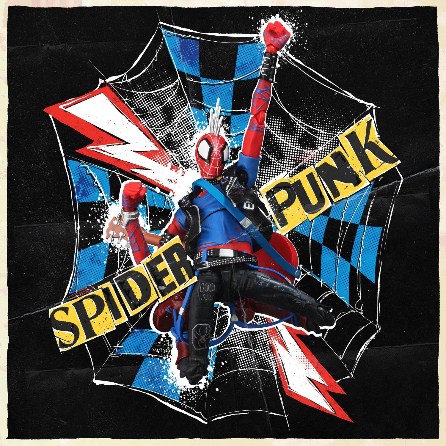 【新品即納】[FIG] SVアクション スパイダー・パンク スパイダーマン:アクロス・ザ・スパイダーバース 完成品 可動フィギュア 千値練(せんちねる)(20251231)