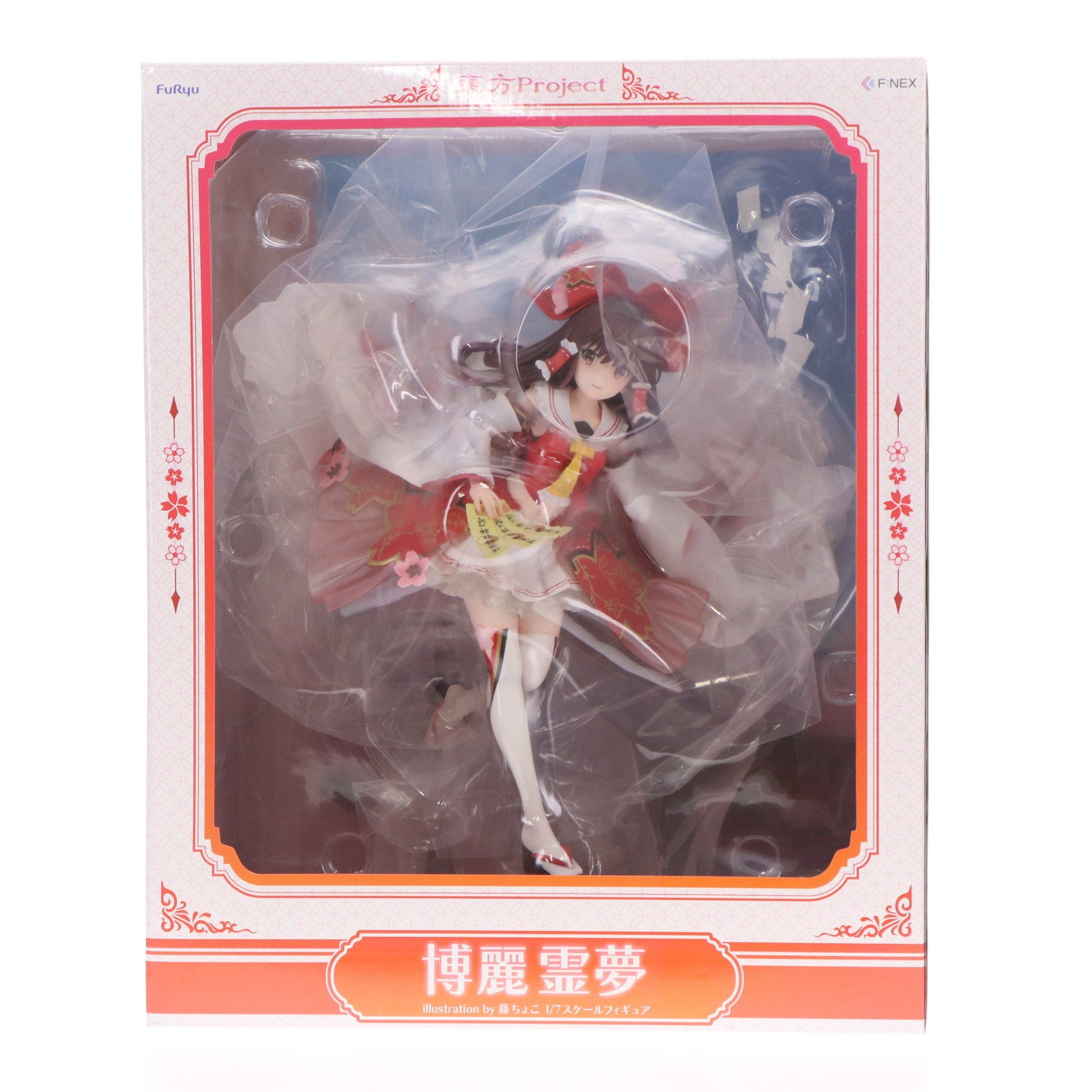 【中古即納】[FIG] FURYU HOBBY MALL限定 博麗霊夢(はくれいれいむ) 特製背景パネル付き illustration by 藤ちょこ 東方Project 1/7 完成品 フィギュア(AMU-FNX1046) フリュー(20241231)