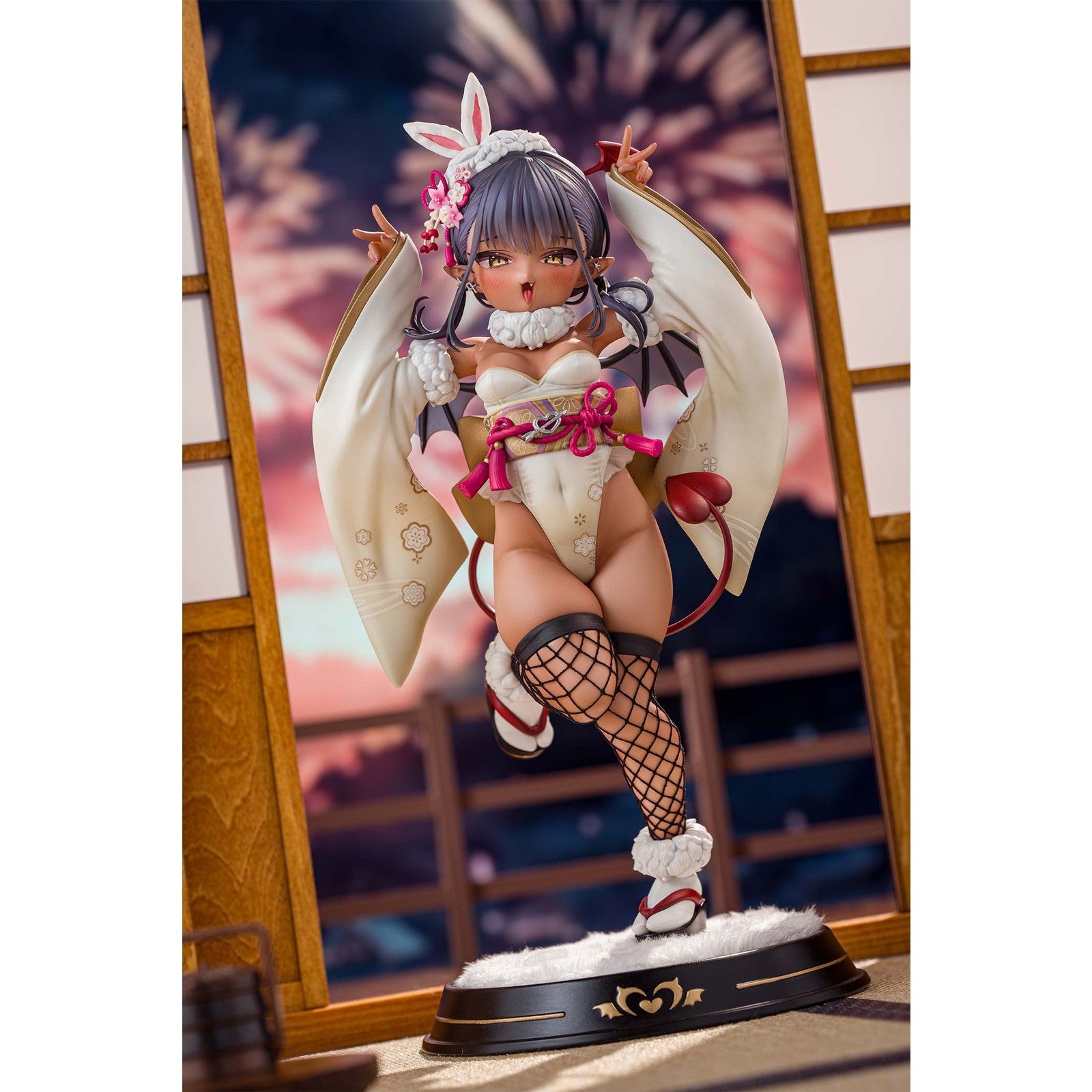 【予約安心出荷】[FIG] 缶バッジ付属 褐色サキュバスちゃん 晴れ着バニーVer.-通常版 完成品 フィギュア Kiwi Toys(キウイトイズ)(2026年11月)
