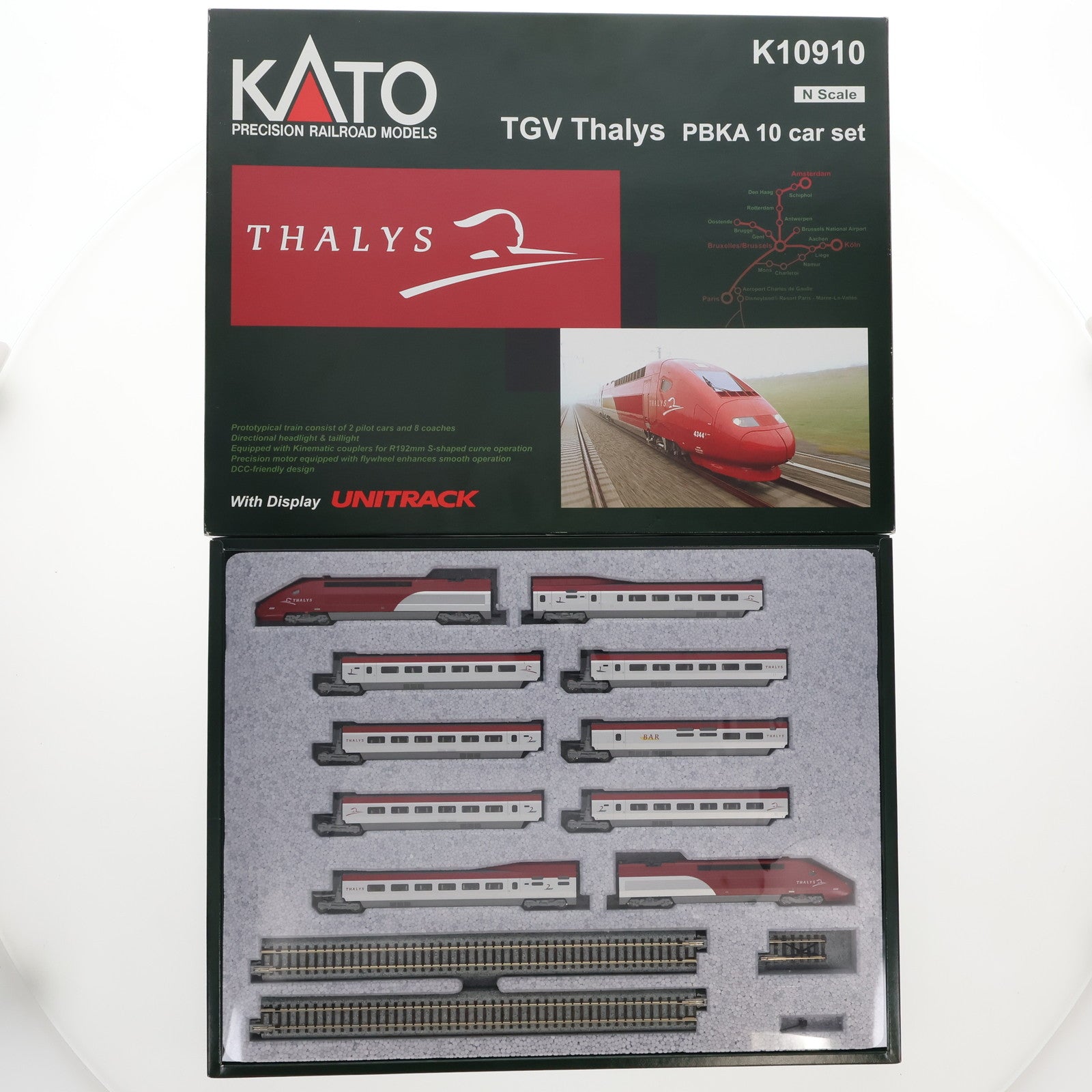 【中古即納】[RWM] 1/160 TGV Thalys PBKA 10 Car Set with Display UNITRACK(10両セット) [K10910] Nゲージ 鉄道模型 KATO(カトー)(19991231)
