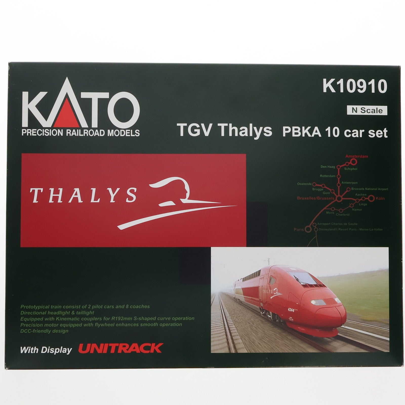 【中古即納】[RWM] 1/160 TGV Thalys PBKA 10 Car Set with Display UNITRACK(10両セット) [K10910] Nゲージ 鉄道模型 KATO(カトー)(19991231)