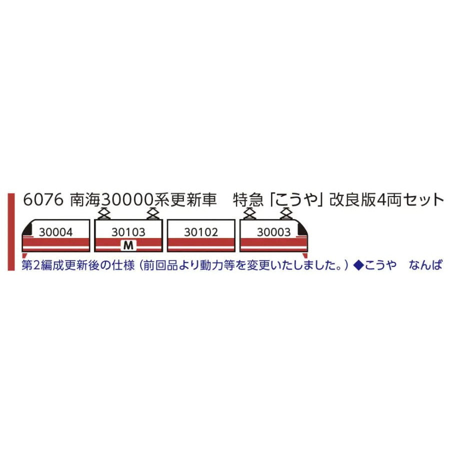 【新品即納】[RWM] 6076 南海30000系更新車 特急「こうや」改良版4両セット(動力付き) Nゲージ 鉄道模型 ポポンデッタ(20250228)