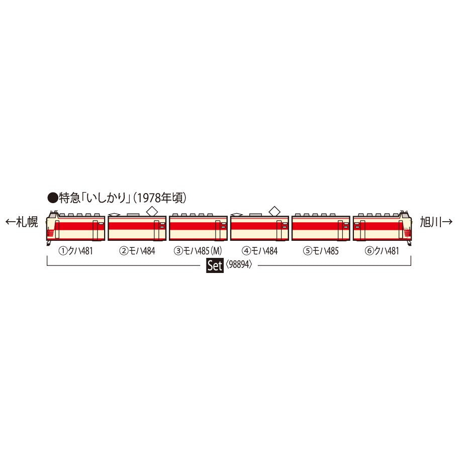 【新品】【お取り寄せ】[RWM] 98894 国鉄 485-1500系特急電車(いしかり)セット(6両)(動力付き) Nゲージ 鉄道模型 TOMIX(トミックス)(20250524)