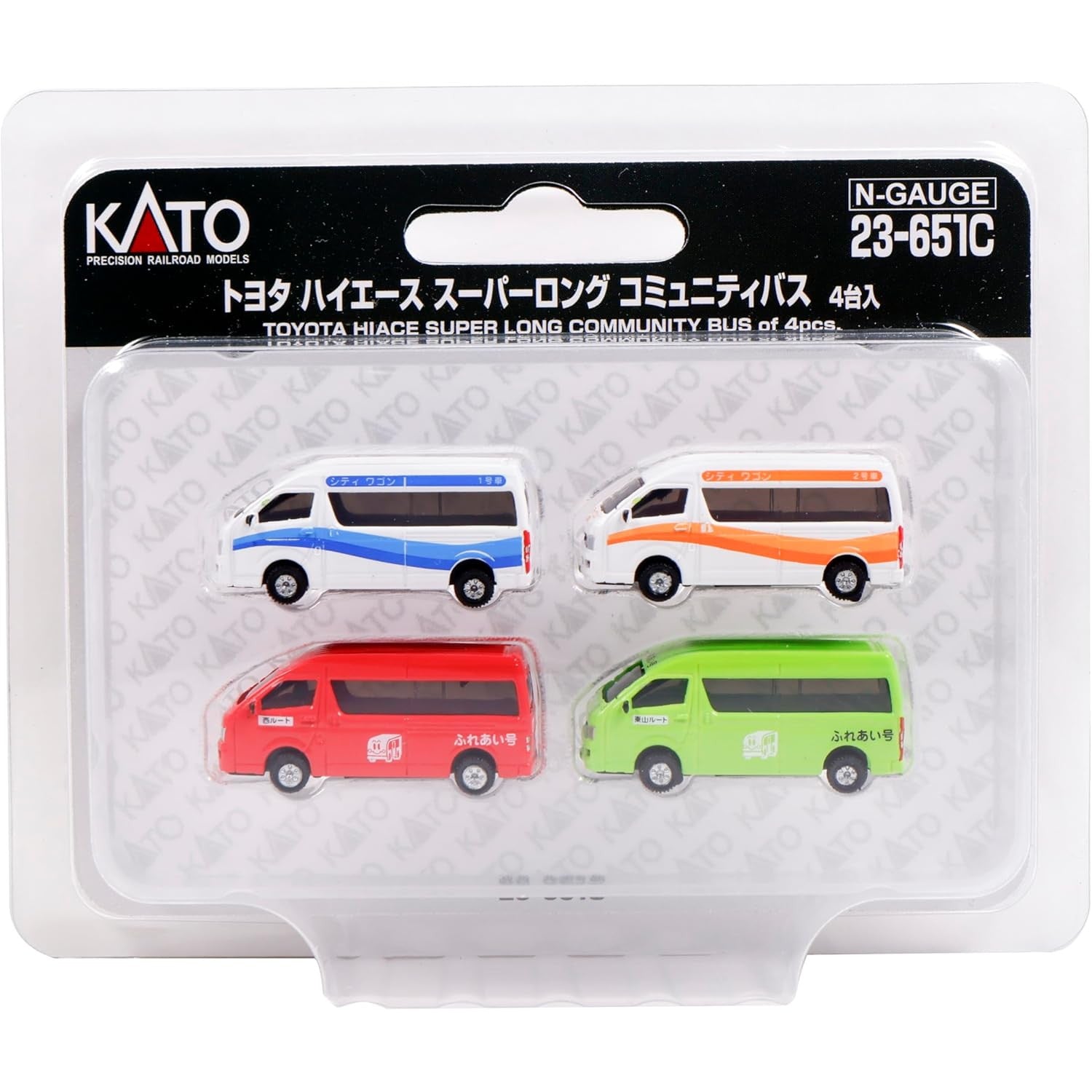 【新品】【お取り寄せ】[RWM] 23-651C トヨタ ハイエース スーパーロング コミュニティバス(4台入) Nゲージ 鉄道模型 KATO(カトー)(20240620)