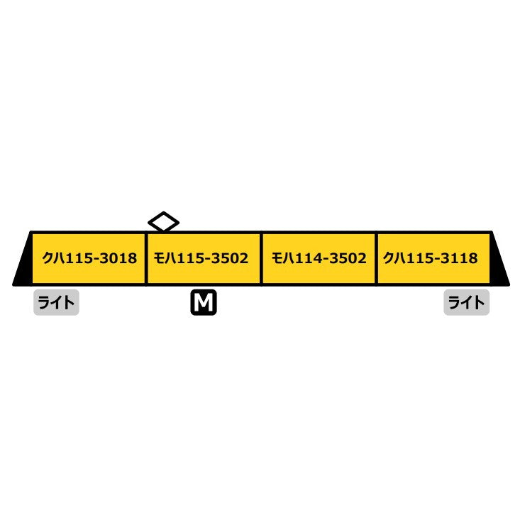 【新品即納】[RWM] A0466 115系3000番代+3500番代 濃黄色 クーラー交換車 4両セット(動力付き) Nゲージ 鉄道模型 MICRO ACE(マイクロエース)(20250720)