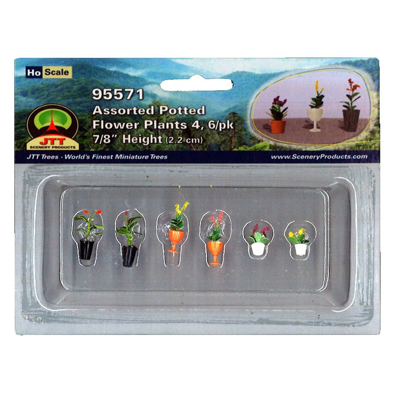 【新品即納】[RWM] (再販) JTT95571 植木鉢に入った花 HOスケール(6個入り)(ジオラマ・鉄道レイアウト用) HOゲージ 鉄道模型 JTT(20250228)