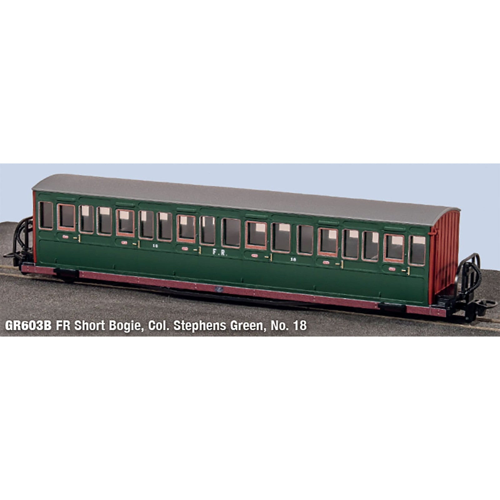 【新品即納】[RWM] PEGR-603B OO-9 FR ショート ボウサイダー コーチ スティーブンス大佐 No.18(動力無し) ナローゲージ 鉄道模型 PECO(ピィコ)(20250630)