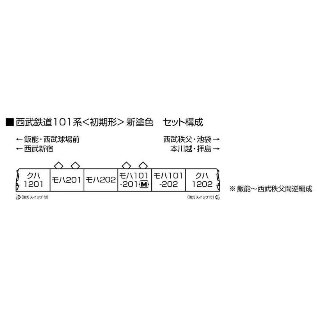 【新品】【お取り寄せ】[RWM] 10-1358 西武鉄道101系 初期形 新塗色 6両セット(動力付き) Nゲージ 鉄道模型 KATO(カトー)(20250731)
