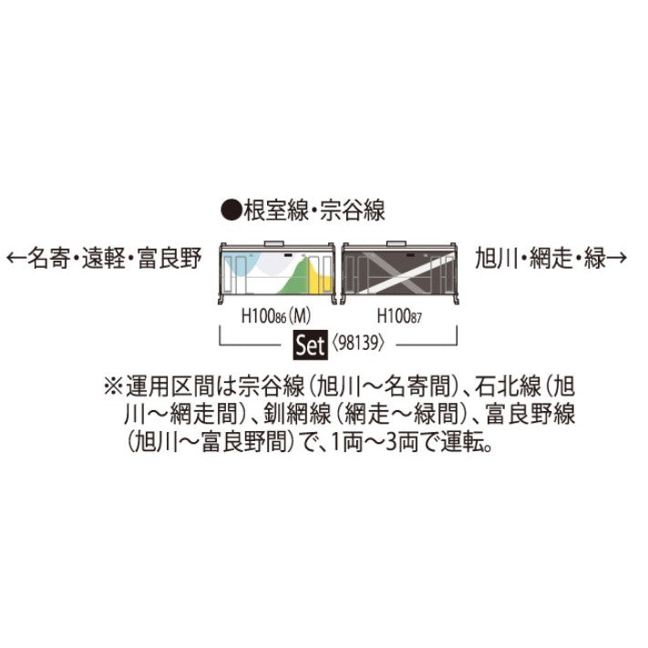 【新品】【お取り寄せ】[RWM] 98139 JR H100形ディーゼルカー(根室線・宗谷線ラッピング車)セット(2両)(動力付き) Nゲージ 鉄道模型 TOMIX(トミックス)(20251101)