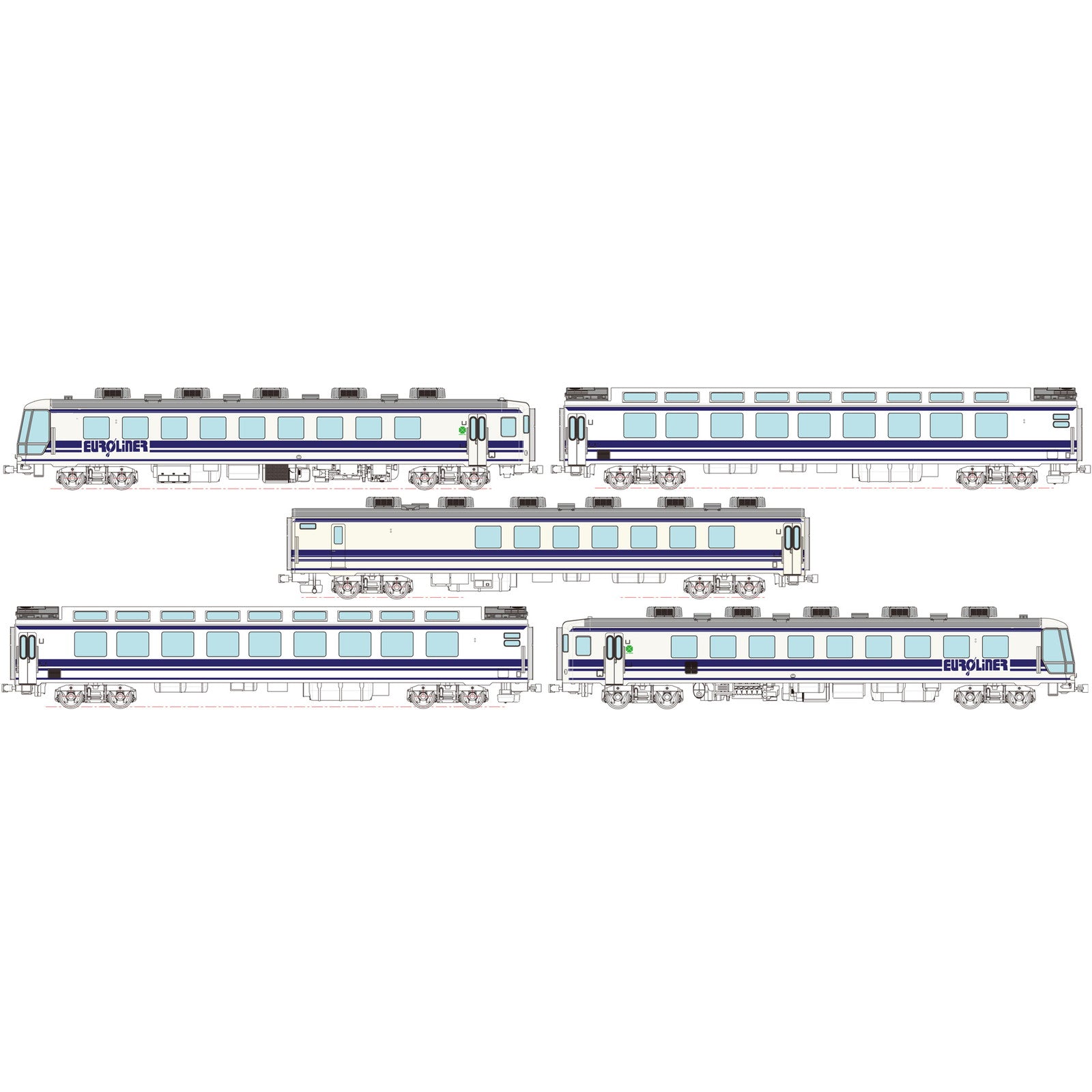 【新品即納】[RWM] (再販) TW-EUC-X ユーロライナー 基本5両セット(JNRロゴ付)(動力無し) HOゲージ 鉄道模型 TRAMWAY(トラムウェイ)(20260131)