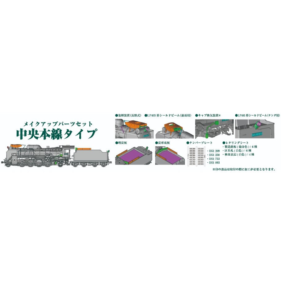 【予約安心出荷】[RWM] 7-105A D51 メイクアップパーツセット(中央本線タイプ) HOゲージ 鉄道模型 KATO(カトー)(2025年10月)