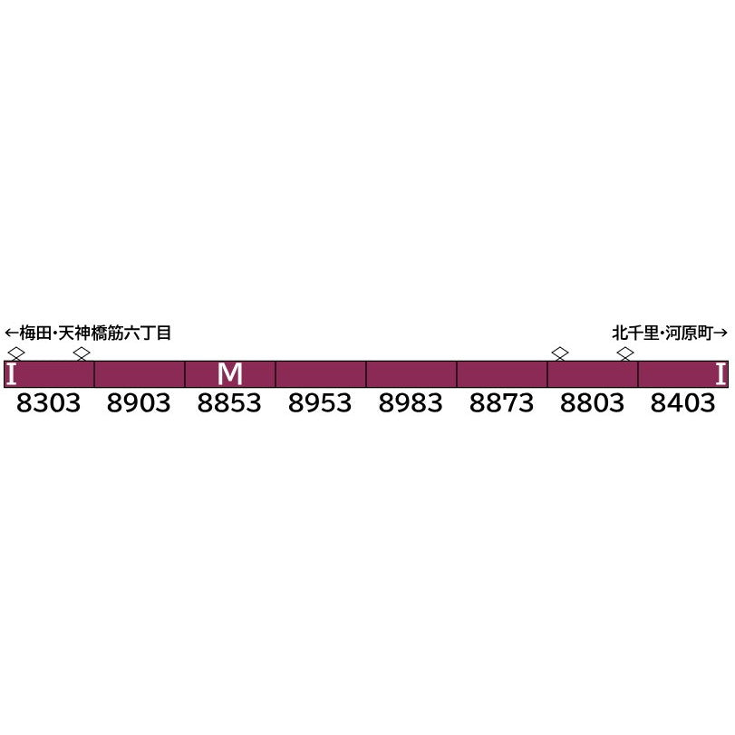 【予約安心出荷】[RWM] 32117 阪急8300系(2次車・8303編成・白ライト) 8両編成セット(動力付き) Nゲージ 鉄道模型 GREENMAX(グリーンマックス)(2026年1月)
