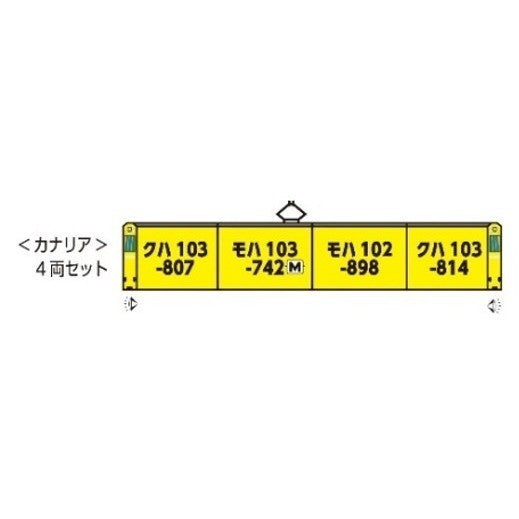 【新品】【お取り寄せ】[RWM] (再販) 10-1743D 103系 カナリア 4両セット(動力付き) Nゲージ 鉄道模型 KATO(カトー)(20260630)