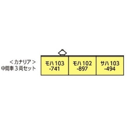 【新品】【お取り寄せ】[RWM] (再販) 10-1744D 103系 カナリア 中間車3両セット(動力無し) Nゲージ 鉄道模型 KATO(カトー)(20260630)