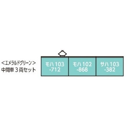【予約安心出荷】[RWM] (再販) 10-1744E 103系 エメラルドグリーン 中間車3両セット(動力無し) Nゲージ 鉄道模型 KATO(カトー)(2026年6月)