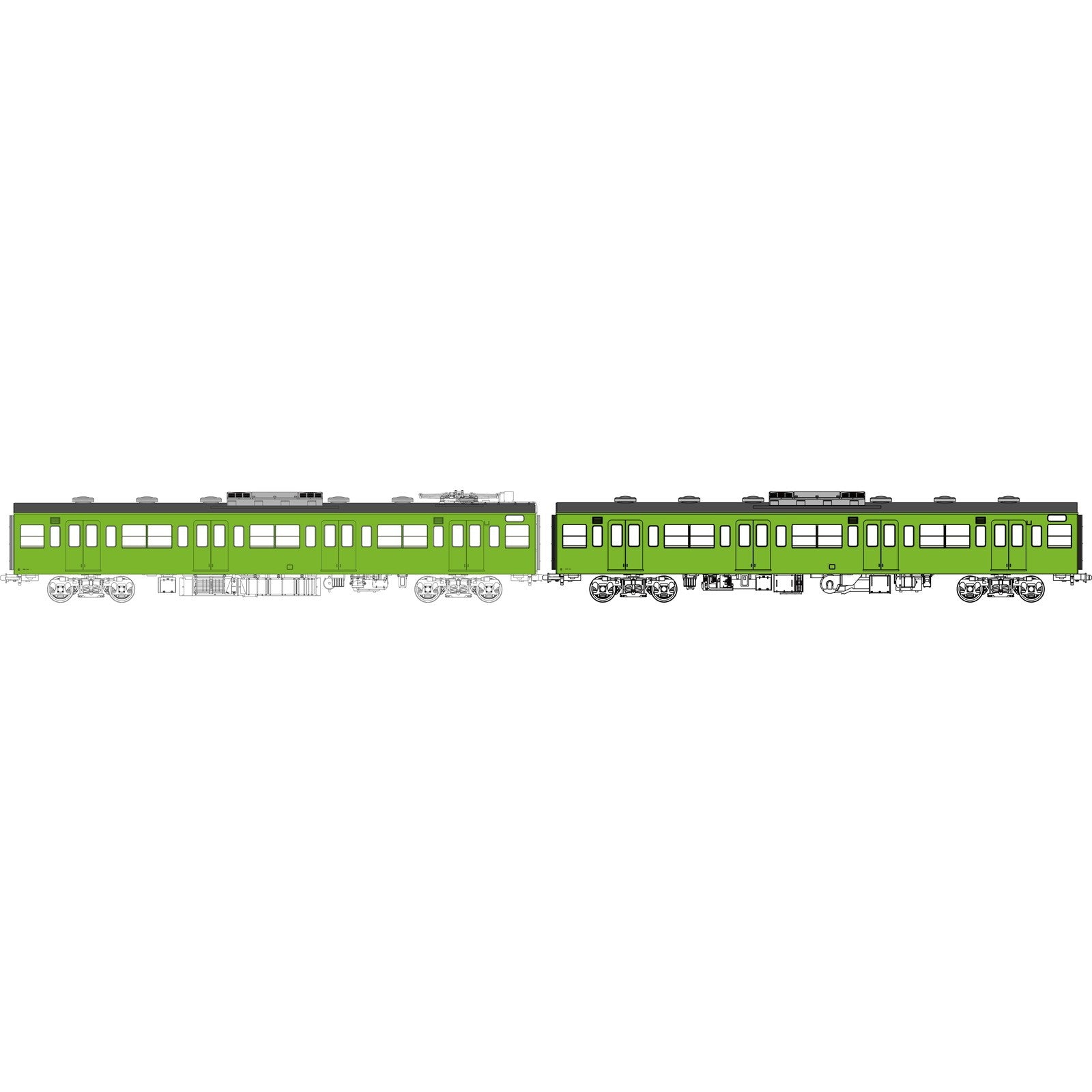 【予約安心出荷】[RWM] TW-103YGF 国鉄103系非ユニット窓・冷房車・黄緑6号(モハ103+モハ102(T))(動力無し) HOゲージ 鉄道模型 TRAMWAY(トラムウェイ)(2027年初頭)
