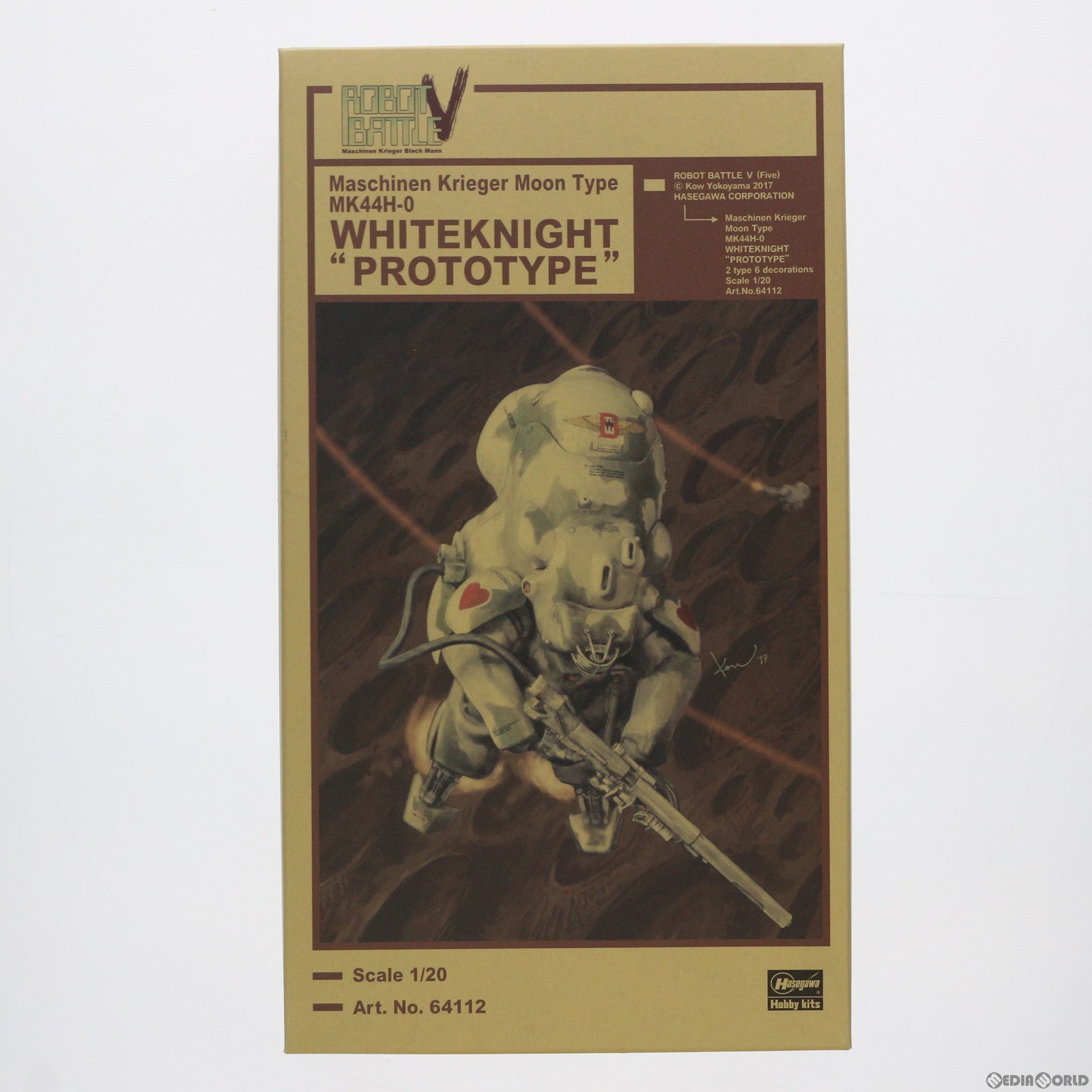 【中古即納】[PTM] 1/20 ロボットバトルV 月面用重装甲戦闘服 MK44H-0 ホワイトナイト プロトタイプ マシーネンクリーガー プラモデル(64112) ハセガワ(20181020)