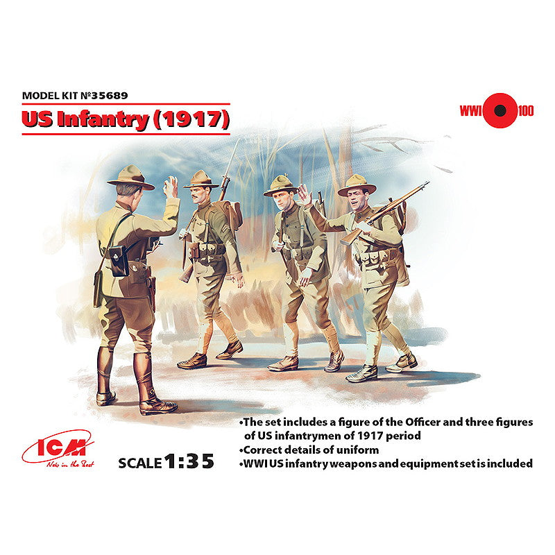 【新品即納】[PTM] (再販) 1/35 アメリカ歩兵(1917) プラモデル(35689) ICM(20241130)