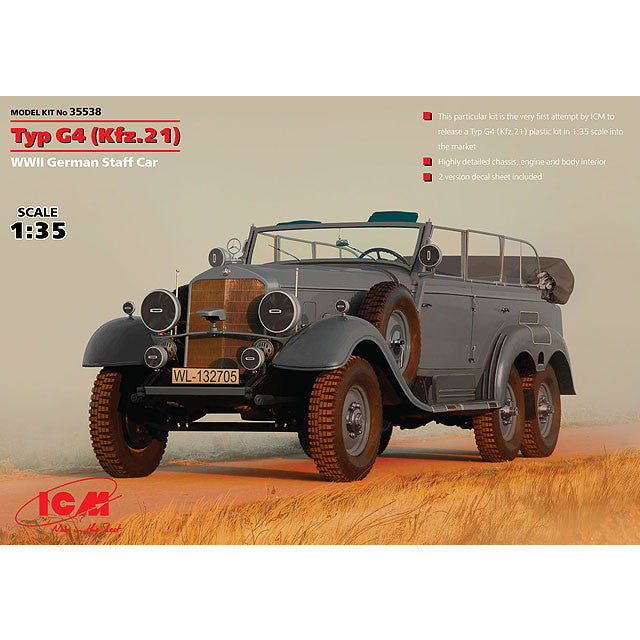 【新品即納】[PTM] (再販)1/35 ドイツ G4(Kfz.21) スタッフカー プラモデル(35538) ICM(20250131)