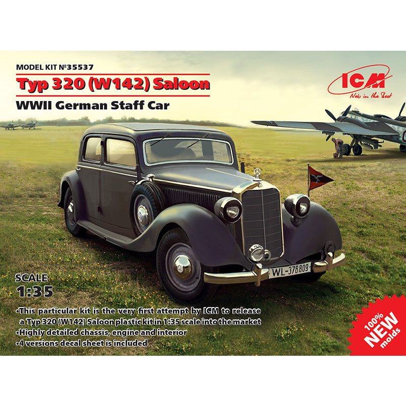 【新品即納】[PTM] (再販)1/35 ドイツ Typ320(W142) スタッフカー プラモデル(35537) ICM(20250131)