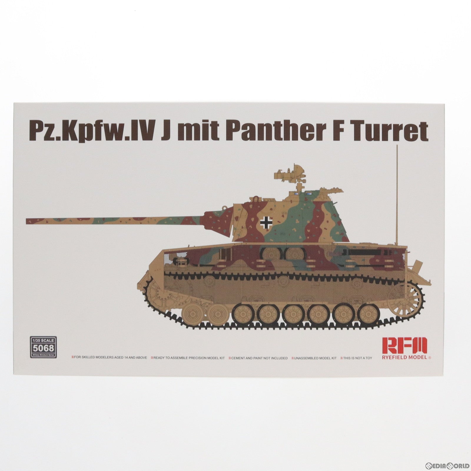 【中古即納】[PTM] 1/35 IV号戦J型 w/パンターF砲塔 プラモデル(RFM5068) Rye Field Model(ライフィールドモデル)(20210522)