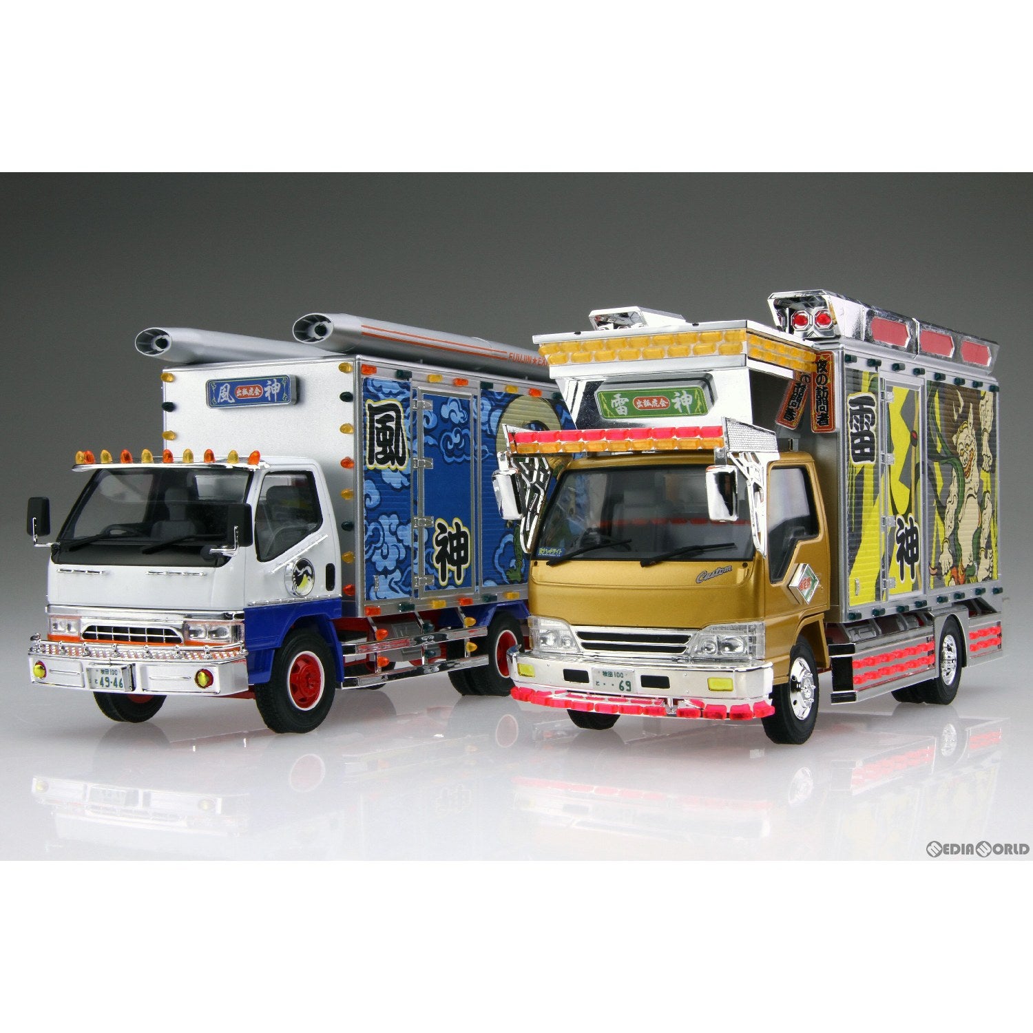 【新品】【お取り寄せ】[PTM] ザ・デコトラ No.3 1/32 風神☆雷神 2台セット プラモデル(068106) アオシマ(20240323)