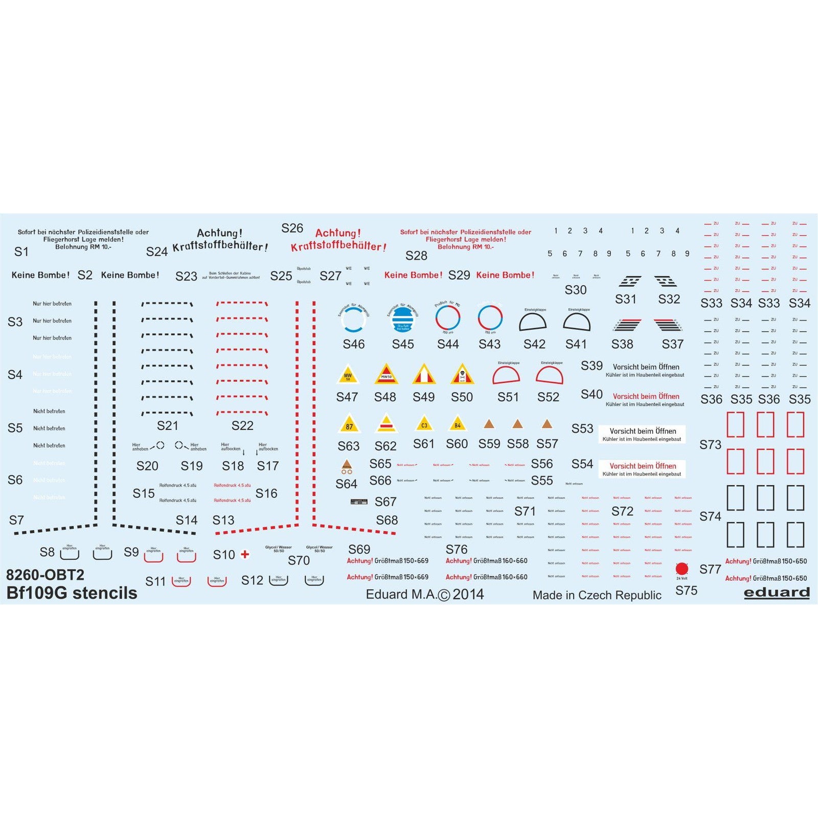 【新品即納】[PTM] (再販) 1/48 Bf109G データステンシルデカール(エデュアルド用) プラモデル用アクセサリ(EDUD48025) Eduard(エデュアルド) (20240831)