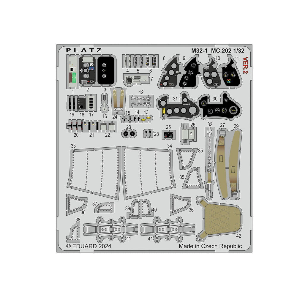 【新品即納】[PTM] (再販) 1/32 イタリア空軍 マッキ MC.202 フォルゴーレ用 エッチングパーツ プラモデル用アクセサリ(M32-1) プラッツ(20240731)
